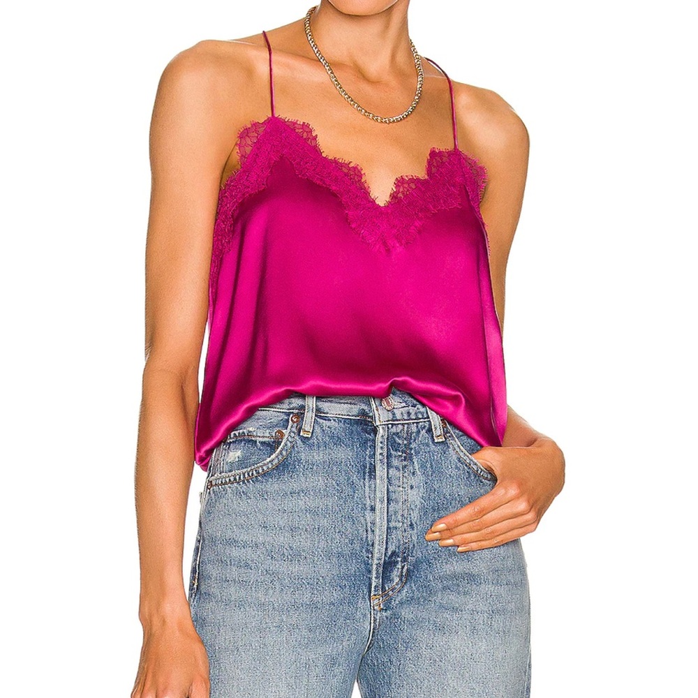 Cami NYC Racer Charmeuse Cami in Magenta